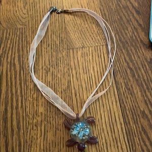 Blown glass turtle pendant